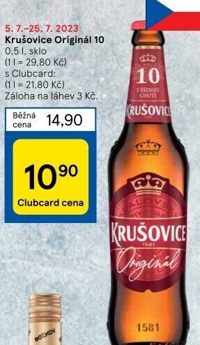 Pivo světlé výčepní Originál Královská 10° Krušovice