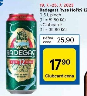 Pivo světlý ležák 12° Ryze hořká Radegast