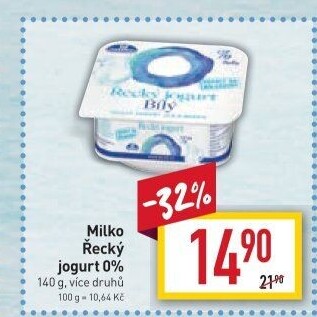 Bílý jogurt řecký 0% Milko
