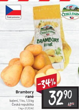 Brambory konzumní rané Česká farma
