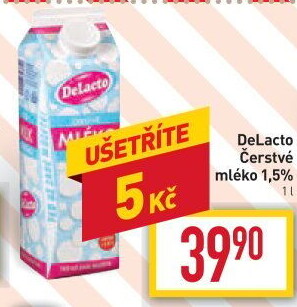 Mléko čerstvé bez laktózy Delacto - 1,5% polotučné