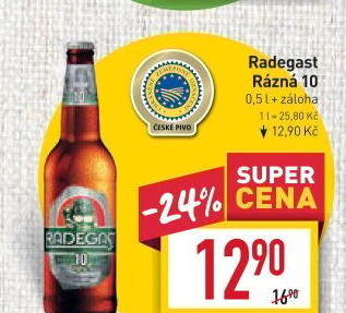 Pivo světlé výčepní Rázná 10° Radegast