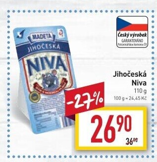 Sýr Niva Jihočeská 50% Madeta