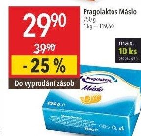 Máslo Mlékárna Pragolaktos