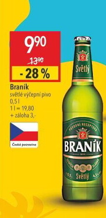 Pivo světlé výčepní 10° Braník