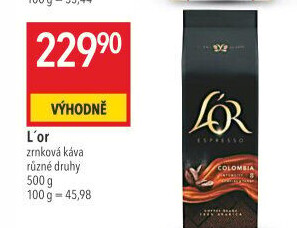Zrnková káva Espresso Colombia L'