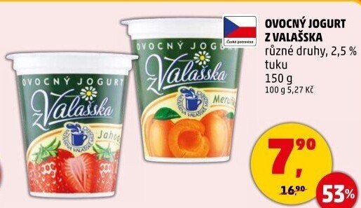 Jogurt ovocný z Valašska Mlékárna Valašské Meziříčí
