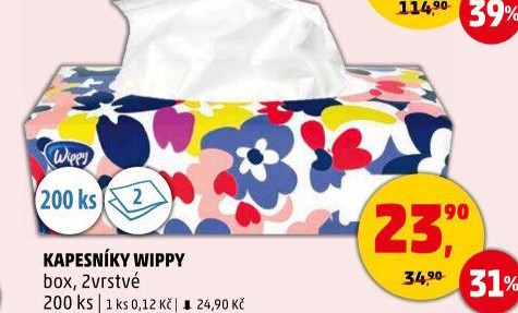 Papírové kapesníčky 2vrstvé Wippy - box