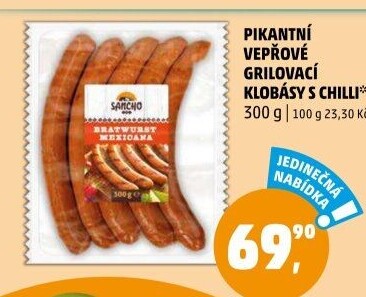 Vepřové grilovací klobásy s chilli Sancho