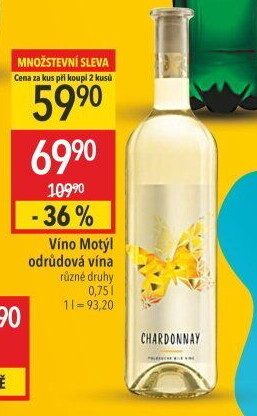 Víno Chardonnay Motýl Víno Mikulov
