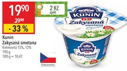 Zakysaná smetana krémovitá Kunín 15%