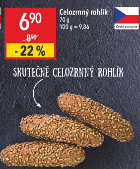 Celozrnný rohlík