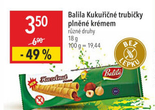 Kukuřičné trubičky bez lepku Balila