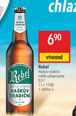 Pivo světlé výčepní 10° Haškův Rebel C.K. Pivovar Havlíčkův Brod
