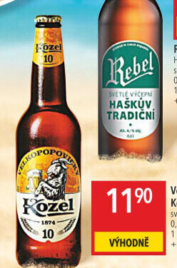 Pivo světlé výčepní 10°Velkopopovický Kozel