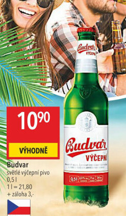 Pivo světlé výčepní Budweiser Budvar