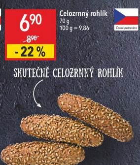 Celozrnný rohlík