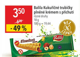 Kukuřičné trubičky bez lepku Balila