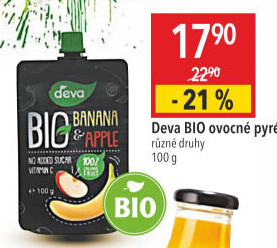 Ovocné pyré v kapsičce bio Deva