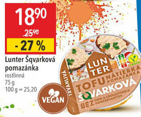 Škvarková rostlinná pomazánka Lunter