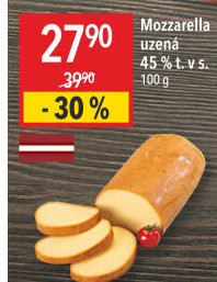 Sýr Mozzarella cihla uzená 45%