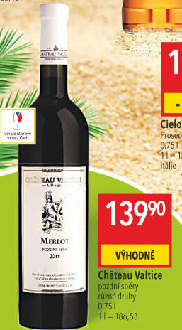 Víno Merlot Chateau Valtice - pozdní sběr