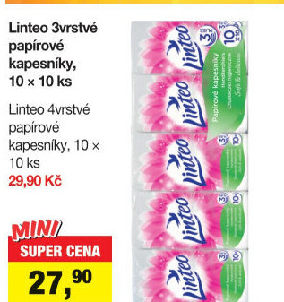 Papírové kapesníčky 3vrstvé Linteo