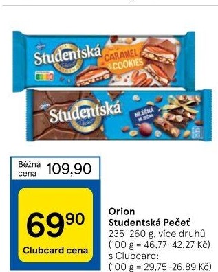 Čokoláda Studentská pečeť Orion