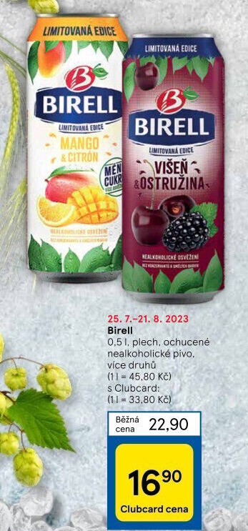 Nealkoholické pivo ochucené Birell