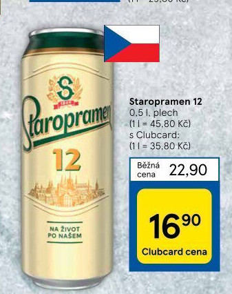 Pivo světlý ležák 12° Staropramen