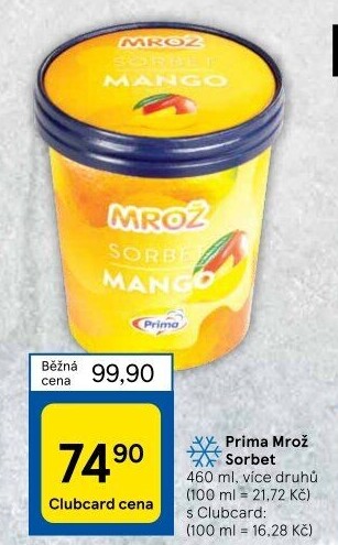 Sorbet v kelímku Mrož Prima