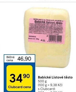 Těsto listové babické Šetra