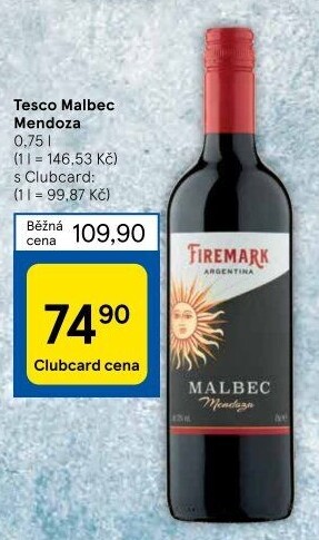 Víno Malbec Mendoza Tesco