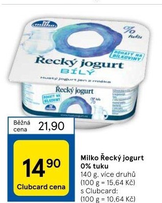 Bílý jogurt řecký 0% Milko
