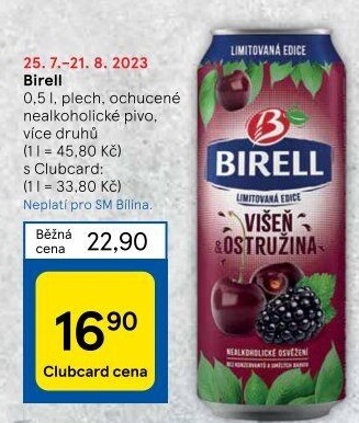 Nealkoholické pivo ochucené Birell