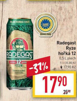 Pivo světlý ležák 12° Ryze hořká Radegast