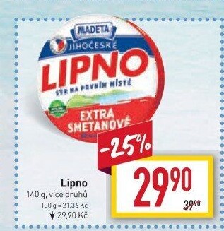 Tavený sýr Jihočeské Lipno Madeta