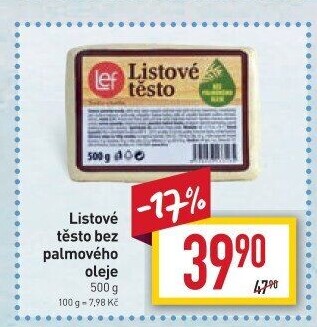 Těsto listové bez palmového oleje Lef