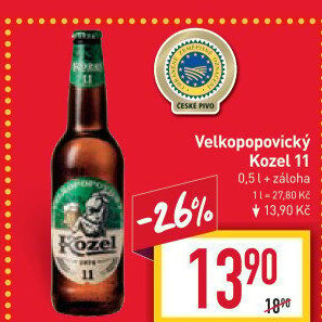 Pivo ležák 11° Velkopopovický Kozel