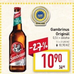 Pivo světlé výčepní Originál 10° Gambrinus