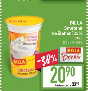 Smetana ke šlehání Billa 33%