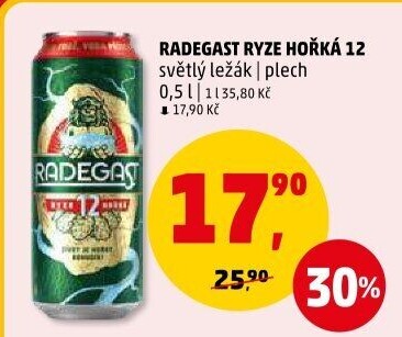 Pivo světlý ležák 12° Ryze hořká Radegast