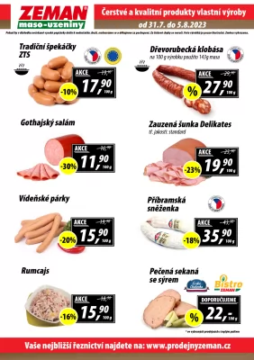 akční leták ZEMAN maso - uzeniny 31.7.2023-5.8.2023