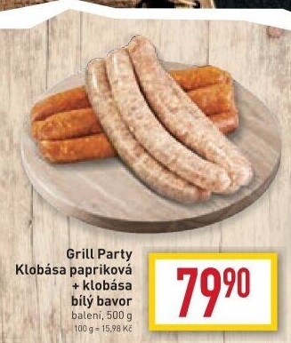 Klobása papriková a bílý bavor Grill Party
