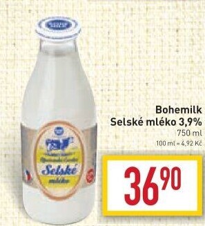 Mléko čerstvé selské Bohemilk - 3,9% plnotučné