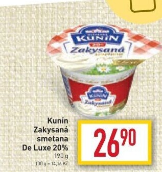 Zakysaná smetana de luxe Mlékárna Kunín 20%
