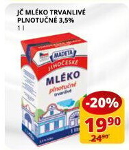 Mléko trvanlivé Jihočeské Madeta - 3,5% plnotučné