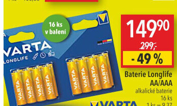 Baterie alkalické Longlife Varta