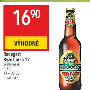 Pivo světlý ležák 12° Ryze hořká Radegast