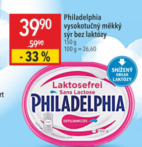 Sýr tavený bez laktózy Philadelphia